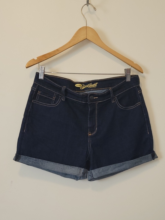 Pants - Dark Blue Denim Roll-Cuff Women's Shorts